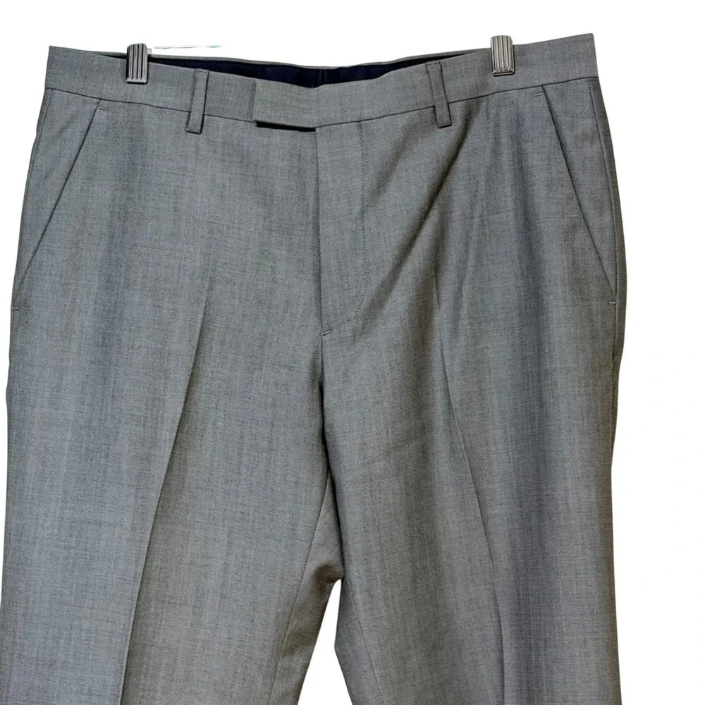 Banana Republic Mens 33x34 Grey Tailored Slim Fit 100% Italian Wool Dress Pants
